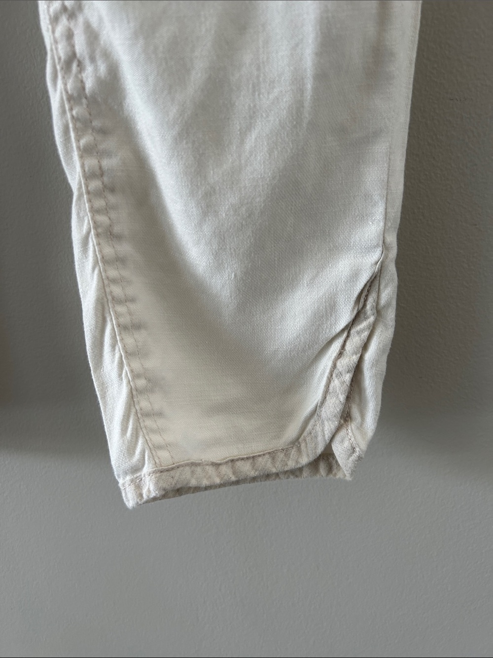 Pilcro And The Letterpress Linen Blend Ivory Drawstring Waist Ankle Crop Pants - Picture 5 of 6